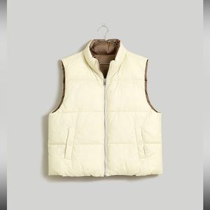 Madewell Reversible Cream and Brown Puffer Vest